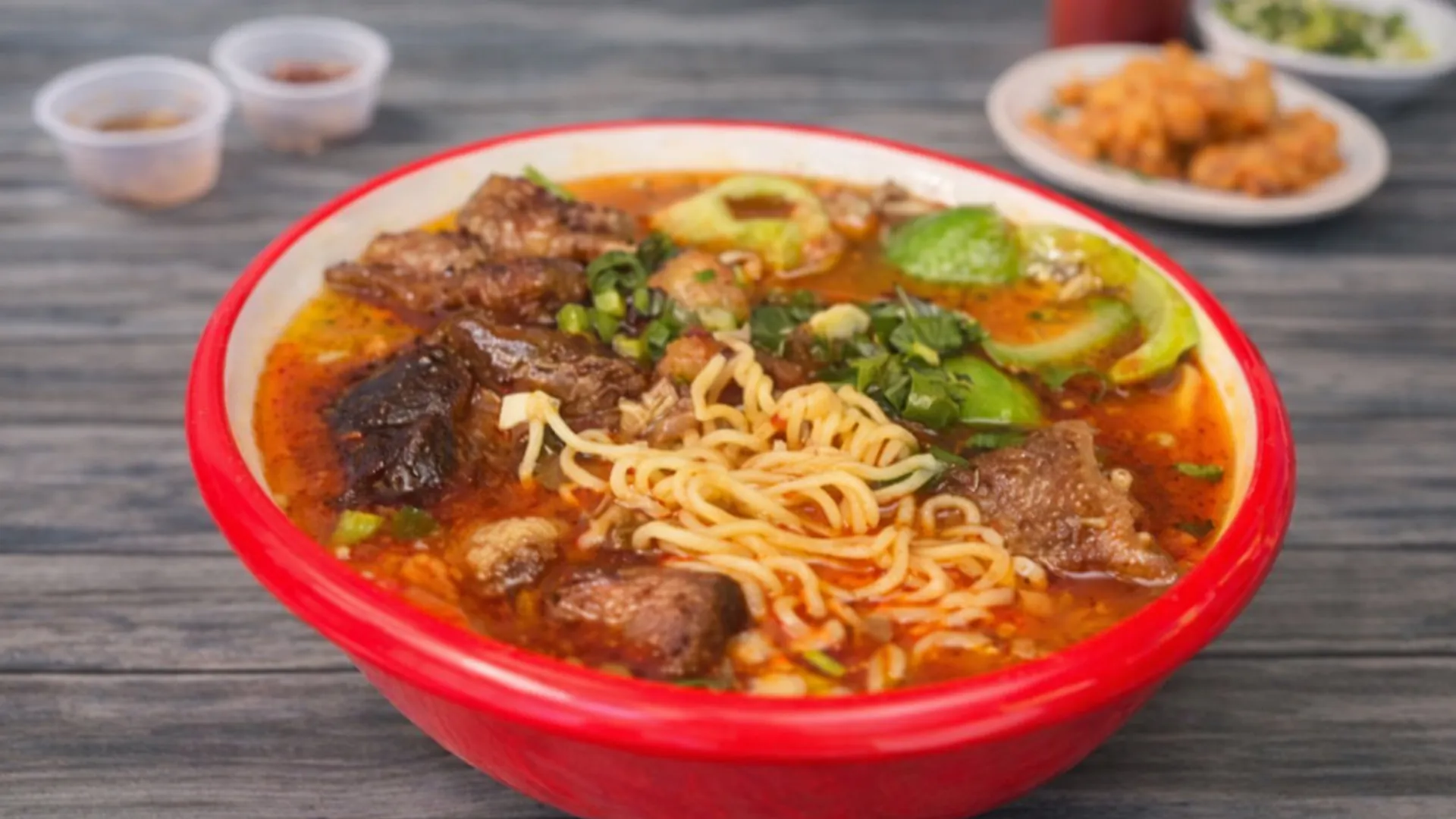 Spicy soup noodles with tender beef at Noodle Net, a Chinese Restaurant in Milpitas
