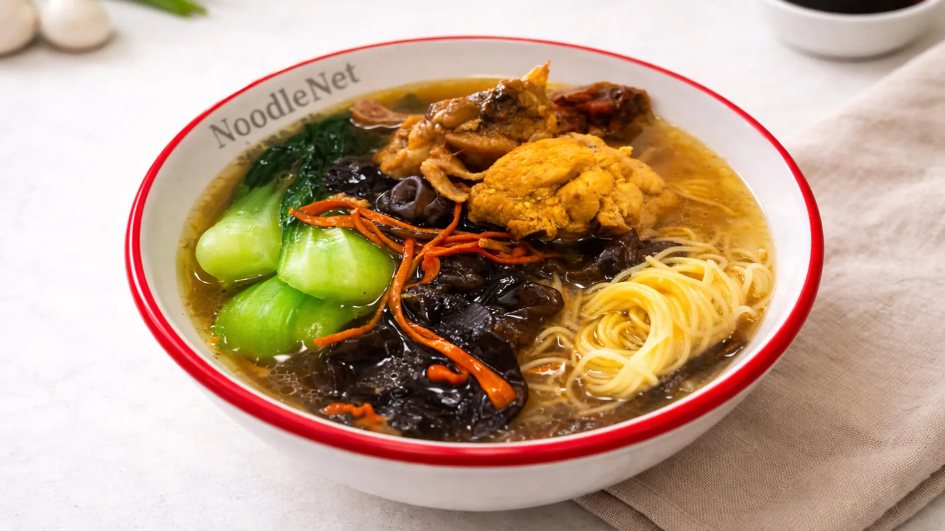 Noodles with sea urchin and chicken at Noodle Net, a Chinese Restaurant in Milpitas