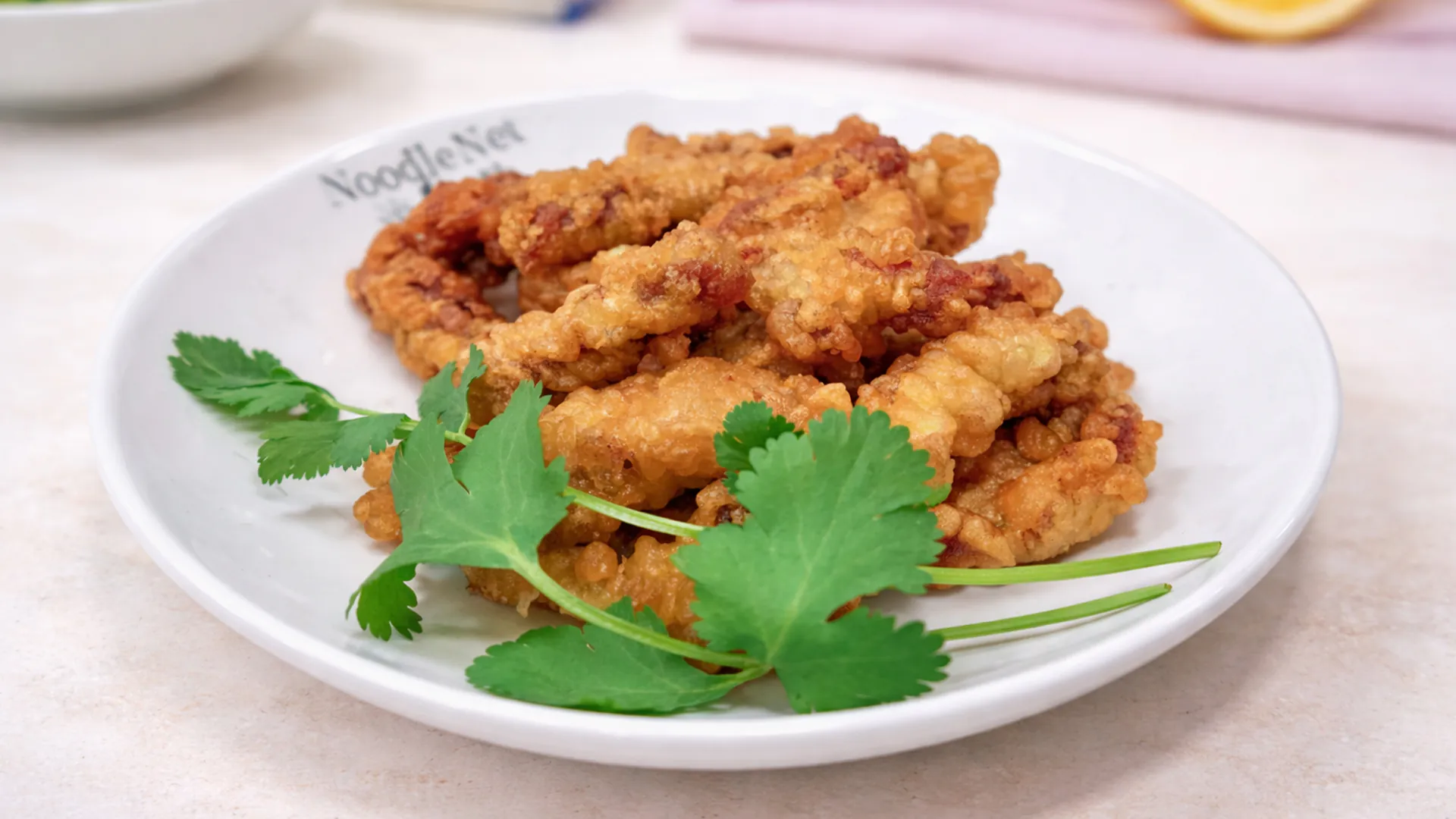 Golden crispy fried pork strips at Noodle Net, a Chinese Restaurant in Milpitas